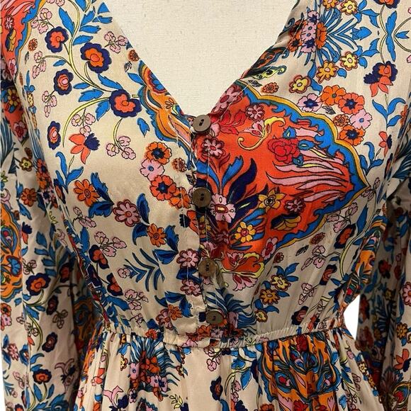 BOEMO Anthropologie Boho Kafta Floral Multicolor Maxi Dress Size:M - Picture 3 of 10